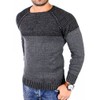 Reslad RS-16081 Men's Knitted Pullover Two Tone Crew Neck Chunky