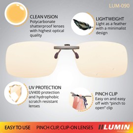 Illumin Night Driving Clip On - All-Weather Glasses for Improved Road Safety, Advanced High Optical Quality Lenses