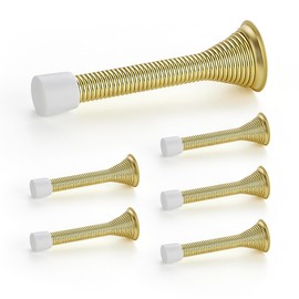 Ravinte Door Stoppers, 6 Pack Gold Spring Door Stops with Rubber Bumper, Door Stoppers for Bottom of Door