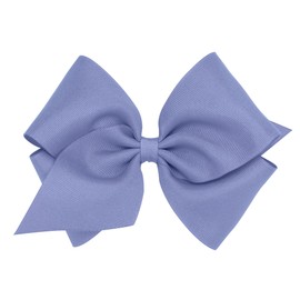 Wee Ones Girls' Classic Grosgrain Hair Bow with Plain Wrap Center on a WeeStay Hair Clip, Handmade, Mini King Sized Bow, Blue Bird