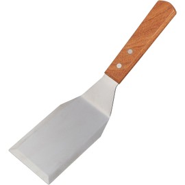 FONTEME 16-inch, Stainless Steel Utility Tongs, Extra Heavyweight | Stainless Steel Hamburger Turner, Medium, with Wooden Handle [1PK]