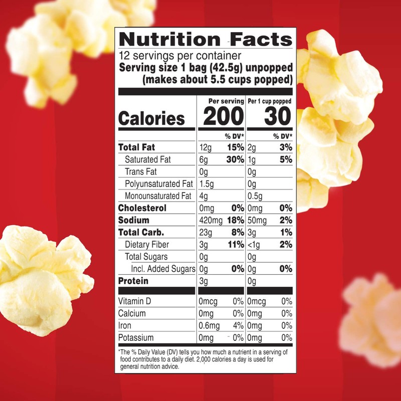 Orville Redenbachers Gourmet Popcorn Movie Theater Butter 12 Count. Mini
