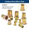 ZAMBASE Rivet Nut 1/2"-13 UNC 20Pcs Yellow Zinc Plated Finish