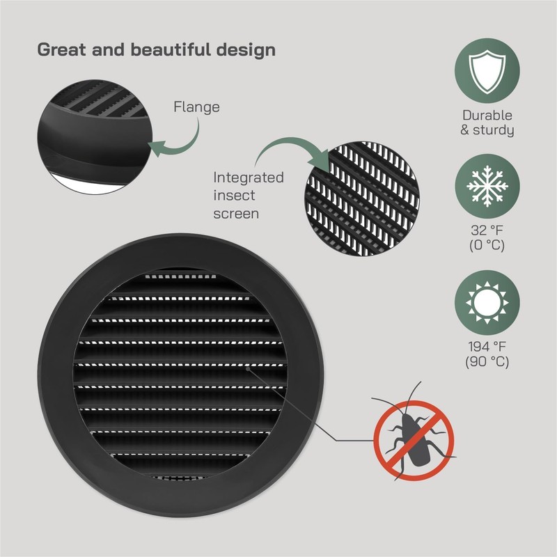 Vent Systems 4'' Inch - Pack of 10 - Black
