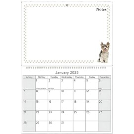 2025 Hanging Wiro Memo Board Wipe Off Pen Planner Wall Calendar, Family Organiser, Spiral Month to View (Puppy)