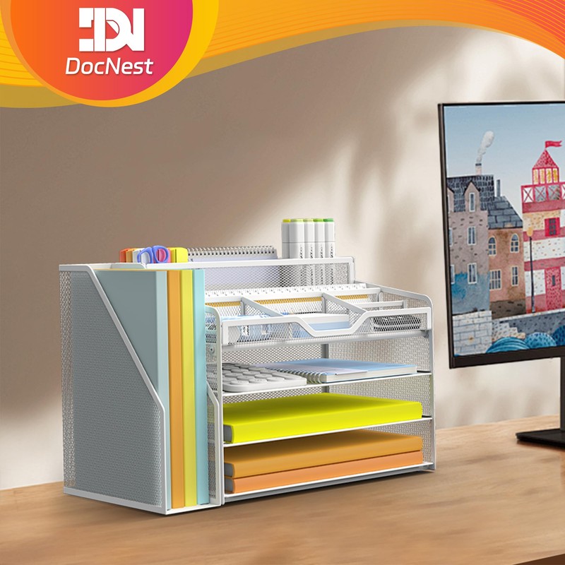 Docnest 4 Tier Mesh Desk Organizer with File Holder –