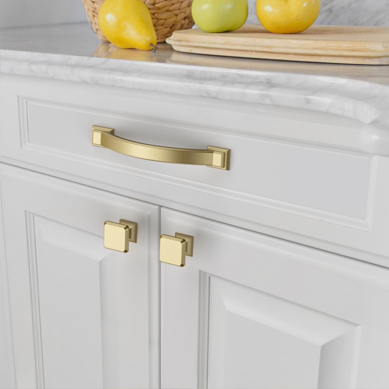 Amerdeco 10 Pack Brushed Gold Cabinet Pulls 4 Inch(102mm) Hole