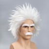 White Mad Scientist Wig with Moustache&Eyebrows Short Funny White Crazy
