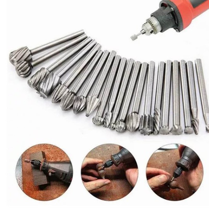 20Pcs Rotary File Burr Grinding Bit High Speed Steel Tool