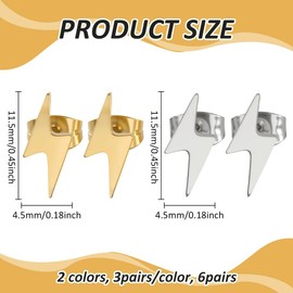 GOMAKERER 6 Paar Ohrstecker Mit Blitzmotiv In 2 Farben Kleine Lightning Posts Ohrringe Winzige Zierliche Ohrstecker Schlichte Kleine Ohrringe Schmuck Geschenk Für Männer Und Frauen