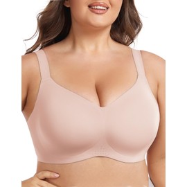 gagli Women's Seamless Bras Plus-Size Wireless Bra Push Up Bralettes No Underwire Comfy Everyday Bras (Beige, XL-Plus)