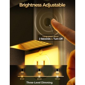 DORESshop LED Night Lights Plug into Wall [2 Pack], Plug in Nightlight, 3 Level Brightness Adjustable Night Light, Dusk to Dawn Sensor, Nightlights for Adults, Bedroom, Bathroom, Hallway, 1800K