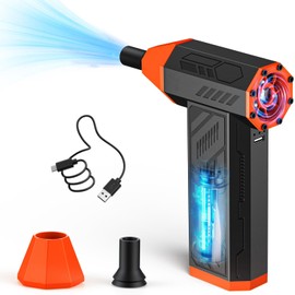 Compressed Air Duster-130000RPM Electric Air Duster for PC&Keyboard Cleaning，4-Speed Cordless Turbo Fan Rechargeable Reusable Compressed Air Blaster for Car, Air Bed, Outdoors, Home