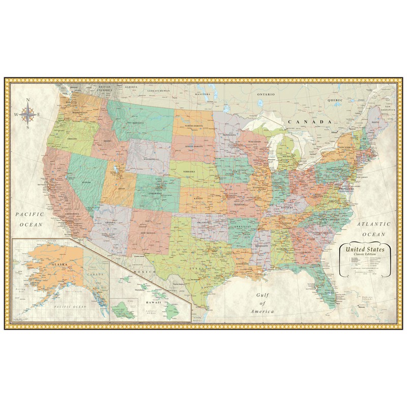RMC Classic United States USA and World Wall Map Set