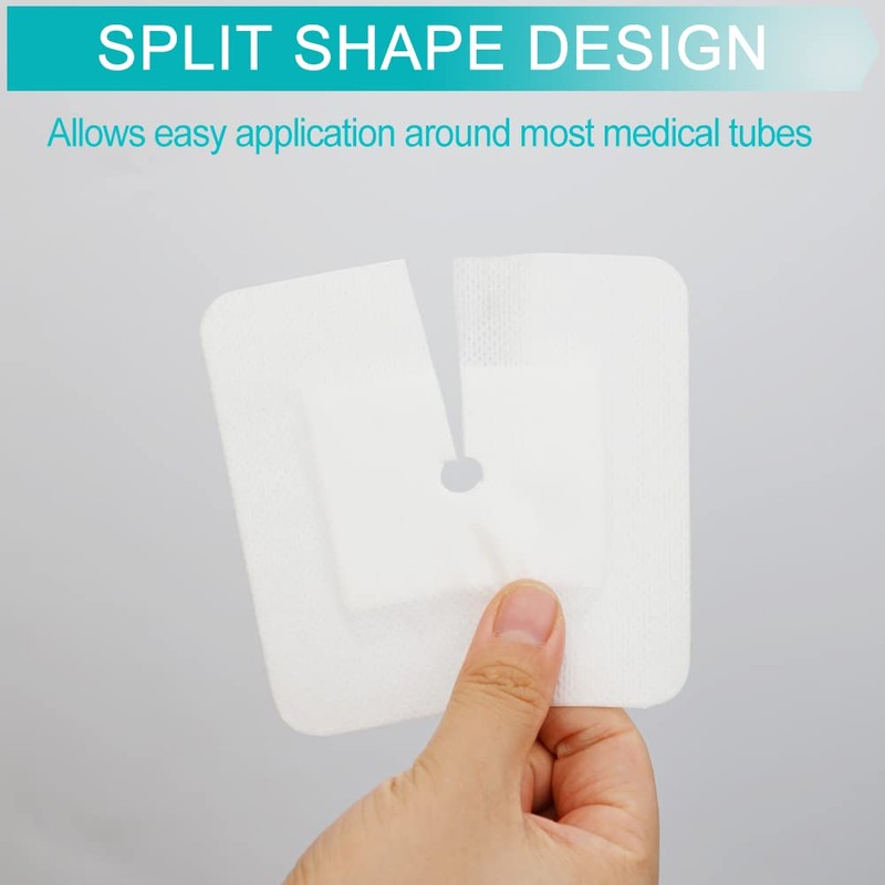 Feeding Tube Adhesive Wound Dressing Sponge Split Drain Bandage for