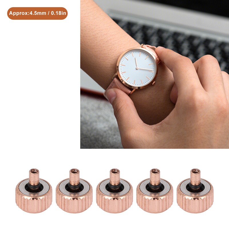 5pcs Professional Watch Crown Steel Wrist Watch Parts Watchmaker Repairing