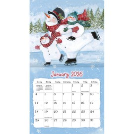 Lang Sam Snowman 2026 Wall Calendar – 12-Month Calendar with Stapled Binding, Whimsical Snowman Artwork by Susan Winget, 13.4" × 12"