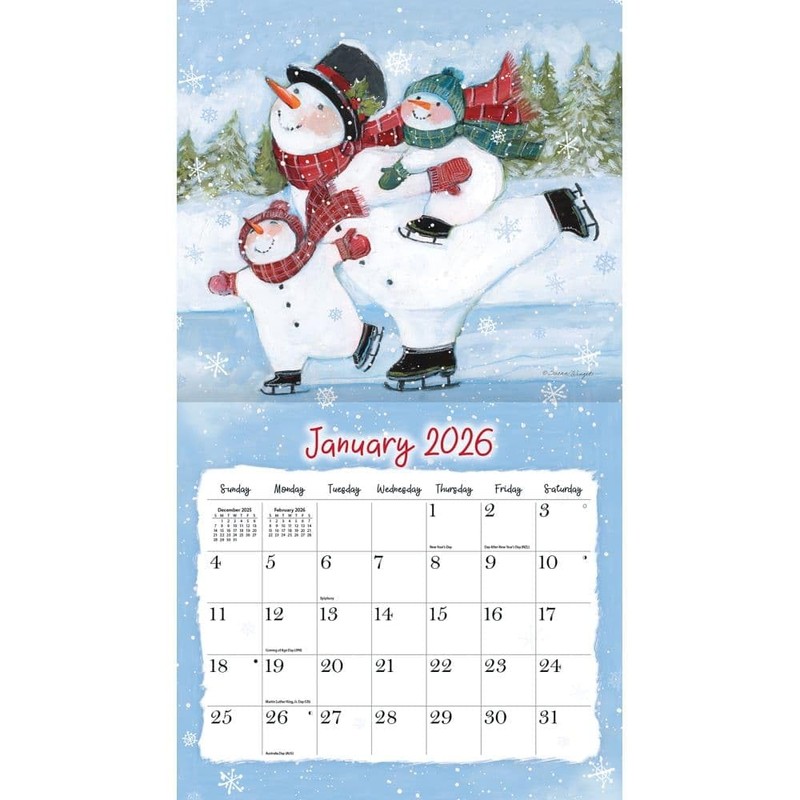 Lang Sam Snowman 2026 Wall Calendar – 12-Month Calendar with