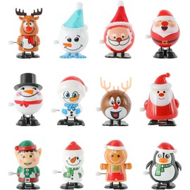 DONGZHI 12 Christmas Wind Up Toys for Kids & Adult,Clockwork Walking Jumping Christmas Toy for Stocking Filler and Party Bag Filler