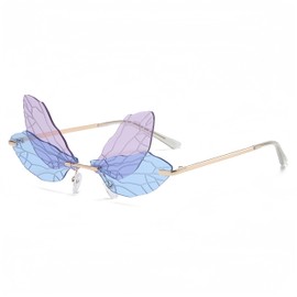 WDZAYXC Dragonfly Sunglasses, Butterfly Sunglasses, Dragonfly Wings Sunglasses for Women and Girls, Colourful, Purple-blue