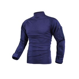 Mens Army Military Battle Combat Camo Tactical Uniform Hunting Game Shirts Tops (Navy, Size M)