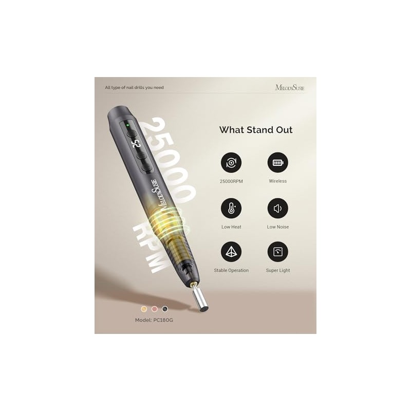 MelodySusie Kit de taladro de uñas eléctrico, juego de lima