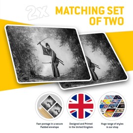 Rectangle Stickers (Set of 2) 10cm - Japanese Samurai Warrior Japan Fun Decals for Laptops,Tablets,Luggage,Scrap Booking,Fridges, #43076