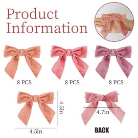24 Pcs Pink Velvet Bows 4.5" Christmas Bows Premade Bows Coquette Bow Decoration for Tree, Wreaths, Garland, Gift Basket, Spring Decor, Gift Wrapping, Swag, Wedding, Baby Shower Decoration