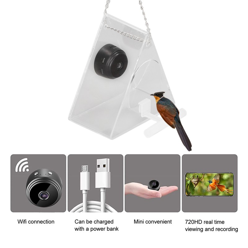 Intelligent Bird Feeder Camera Detachable Night Vision Remote Connection Hanging