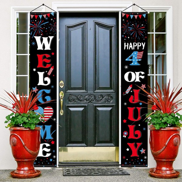 Blulu 2 Pcs 4Th Of July Banners For Outside Welcome
