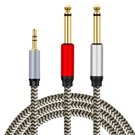 3.5mm to 2x6.35mm Cable,1/8 inch Male Stereo to Dual 1/4 Mono Male Audio Cable, 3.5mm TRS to Dual 6.35mm TS Y Splitter Breakout Cord,Splitter Compatible for Home Stereo Systems (3Ft)