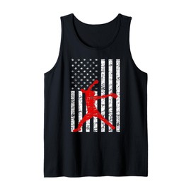 American Flag Love Softball Fastpitch Pitcher Gifts Tank Top