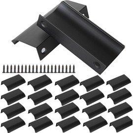 WIYYAN 20 Pcs Black Finger Edge Pull Cabinet Handles 3.1" Modern Style Cabinet Pulls for Kitchen Drawer, Aluminum Back Mount Drawer Pulls 80mm Hidden Furniture Drawer Handles for Door Pulls