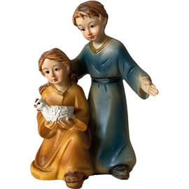 FADEDA Children's Pair with Chicken/Height: 7 cm/Hand-Painted/Detailed Nativity Scene Figures - Christmas Table Decoration Nativity Accessories
