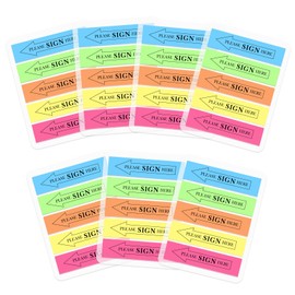 Modixun 700pcs Sign Here Tabs, Assorted Color Sign Here Stickers, 5 Bright Colors Sign Here Flags, Transparent Please Sign Here Arrow Sticky Notes, 7 Pack
