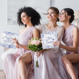 Something Blue Before I Do Bridal Shower Decorations, Blue Floral Cocktail Napkins, Bridal Shower Paper Napkins Disposable Blue and White Flowers Napkins for Wedding Bridal Shower Engagement Party