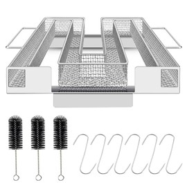 Samione Cold Smoke Generator, Economy Burn, Cold Smoke Generator Made of Stainless Steel, Cold Smoke Generator with Handles Brush and Hook, Food Meat Smoker for Kettle Barbecue, BBQ Smoker