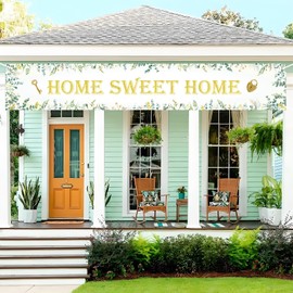 kreat4joy House Warming Party Decoration, Home Sweet Home Decoration Yard Banner Sign 118.11x19.69inches Rustic Greenery Floral Yard Banner for Housewarming Party Decoration