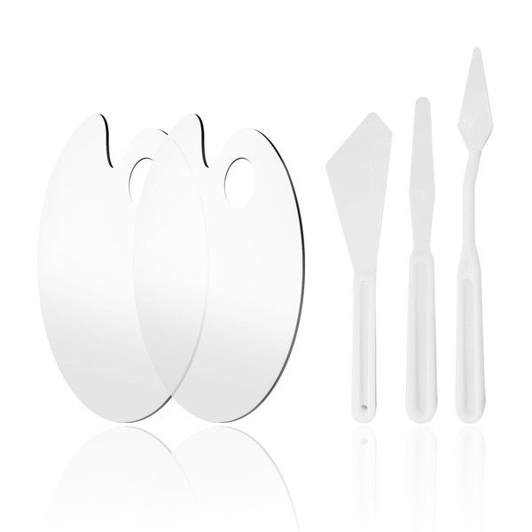 2 Paint Palettes with 3 Palette Scrapers, Oval Painting Palette,