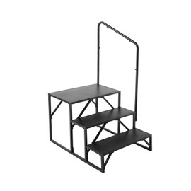VEVOR RV Steps, 3-Step RV Stairs, 440 LBS Load Capacity, Thickened Carbon Steel, with Handrail, Non-Slip Steps for Safe Entry and Exit, Suit for RV, Trailer, Camper Steps