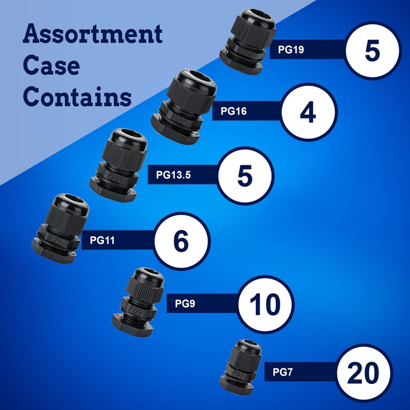 New Age America® 50pcs PG Cable Glands Kit KableLock™ |