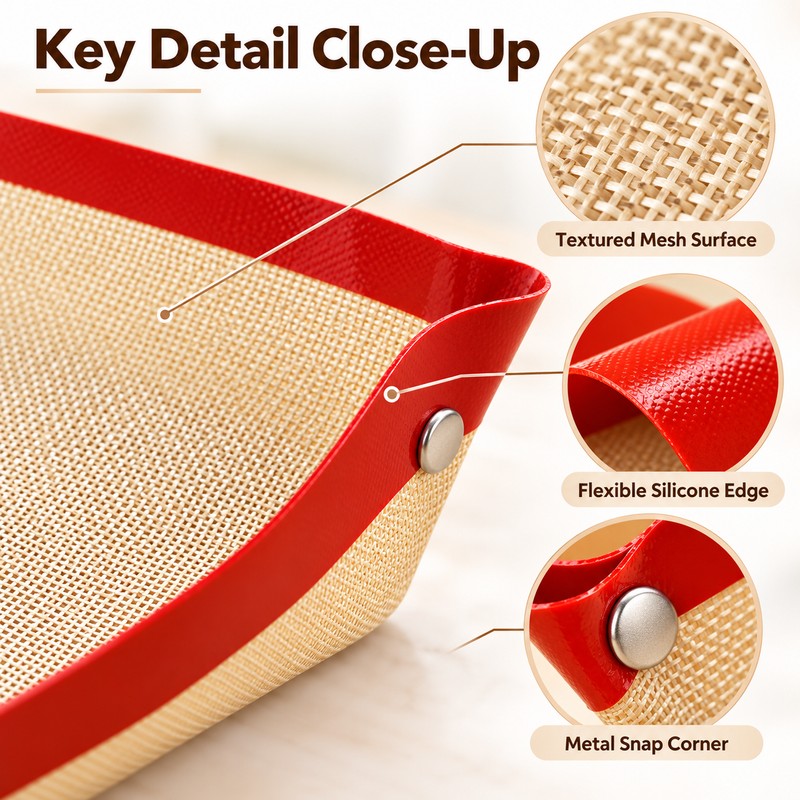 Reusable Silicone Baking Mat for Oven Baking – Nonstick, Snap-Corner