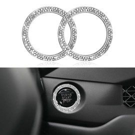 QZTYTY 2PCS Car Engine Start Stop Decoration Ring, Car Start Button Cover, Push to Start Button Start Engine Ring, Car Accessories Push Start Button Ignition Ring Sticker for Women (White, 2PCS)