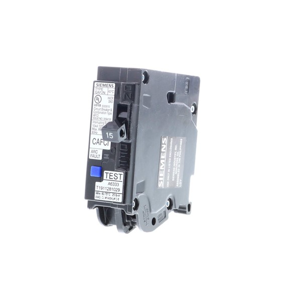 Siemens QA115AFCN 15 Amp 1-Pole Combination Type AFCI Plug-On Neutral Circuit Breaker, Black