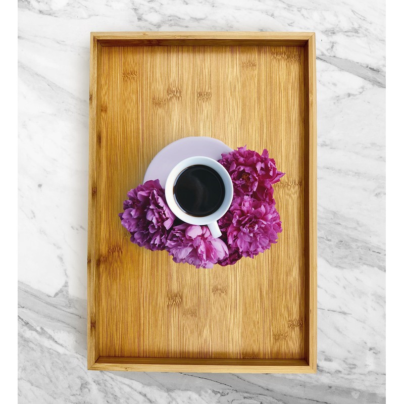 Bam & Boo Natural Bamboo Serving Tray Modern Rectangular (Bamboo,