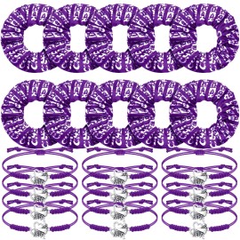 Hanaive 20 Pcs Cheerleader Bracelet Cheer Sport Hair Scrunchies Cheerleader Purple