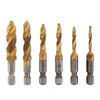 Omninmo 6 Pcs 1/4" Hex Shank Titanium Combination Drill Tap