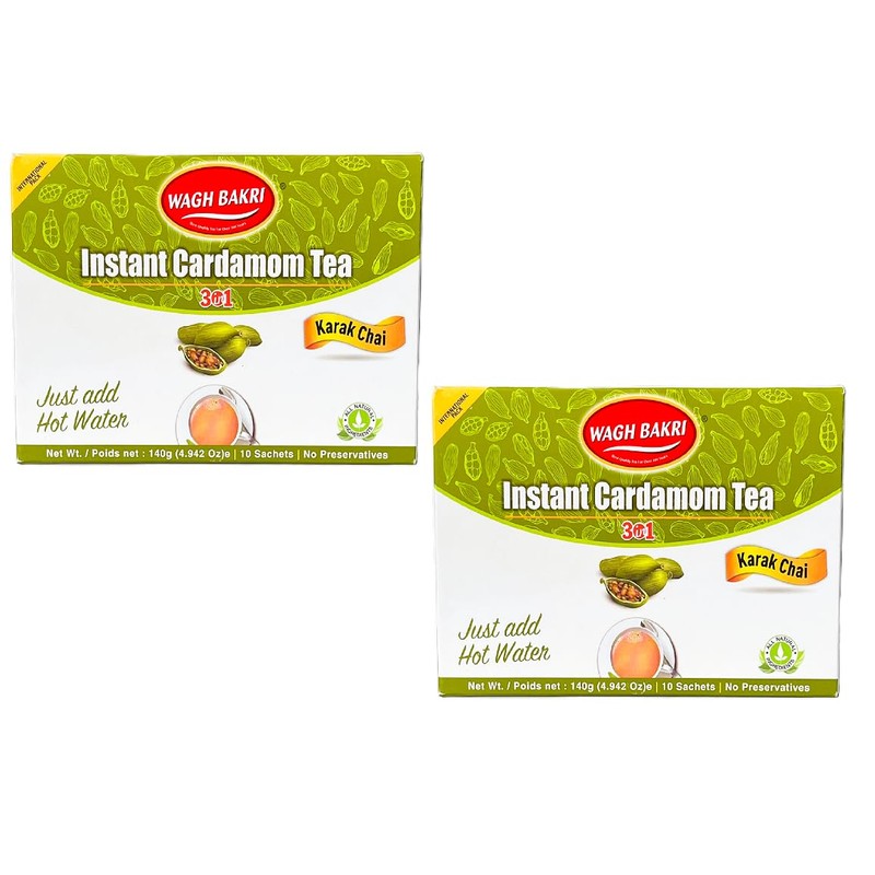 Wagh Bakri Instant Cardamom Chai Tea (Pack of 2)