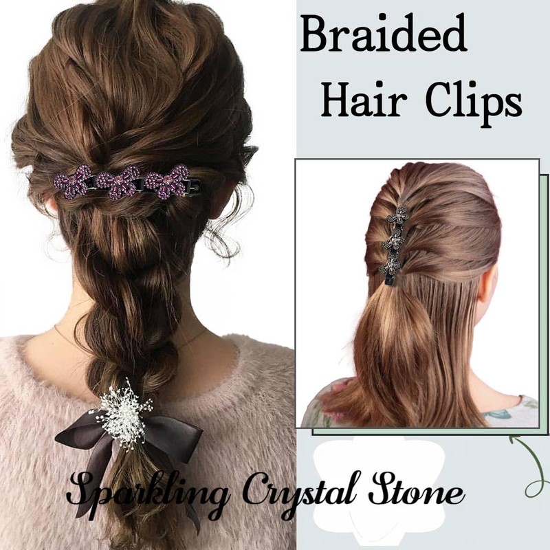 Outyua Braided Hair Clips Sparkling Crystal Stone Hair Clip for