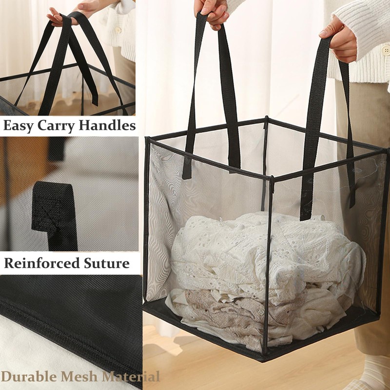2 Pack Popup Laundry Hamper, Collapsible Mesh Laundry Baskets with